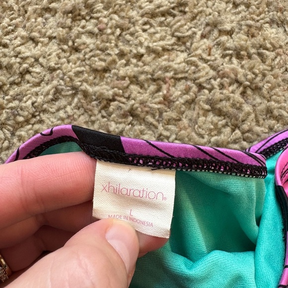 Xhilaration Blue and Purple Bikini Set Tropical Floral Design - Picture 3 of 6